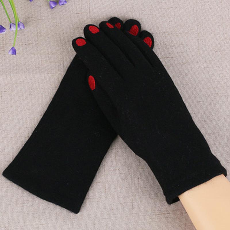 

Милые перчатки из кашемира с вышивкой и лаком для ногтей, женские шерстяные бархатные толстые перчатки для сенсорных экранов, женские зимние теплые перчатки для вождения H100 One Size