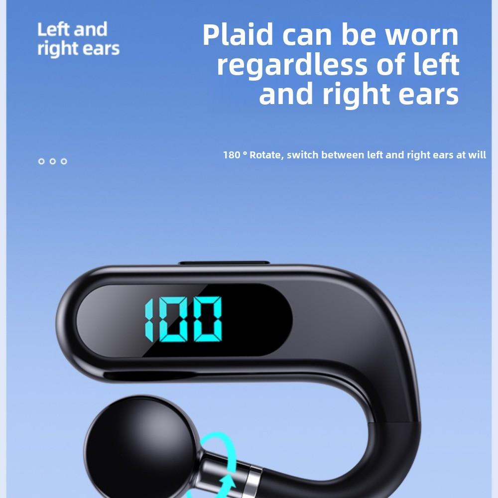 The New Bluetooth Headset Bone Conduction Single Ear Hanging Ear Does Not Enter The Ear Business Sports Digital Display Belt