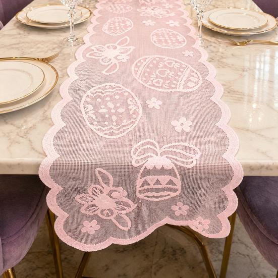 Easter Lace Table Runners, 72 Inch Spring Easter Eggs Table Runner, Easter Bunny Table Decorations for Home Dining Room, Easter Party Decorations and