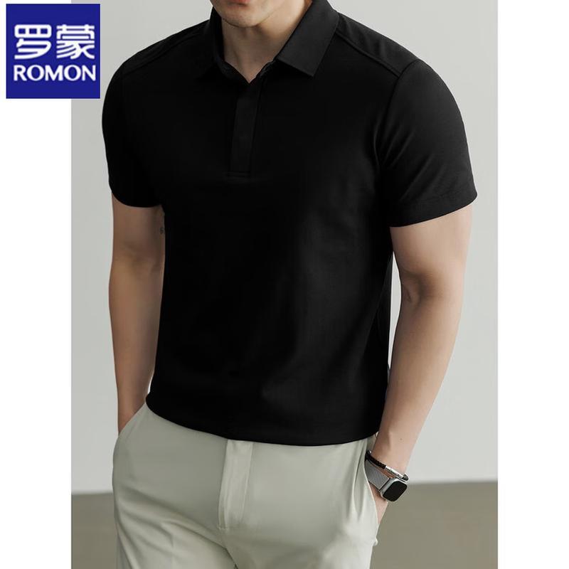 ROMON Men's Mulberry Silk Quick-Dry Breathable Polo T-Shirt