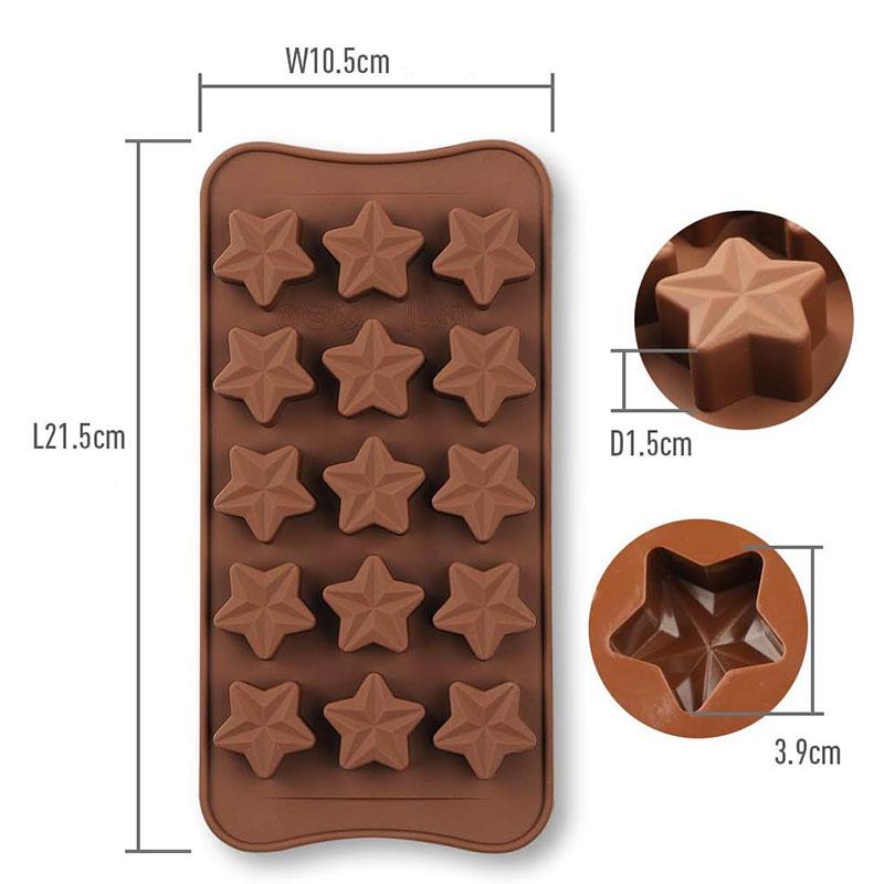 3D Star Chocolate Mold Pentagram Candy Ice Cube Tray Fruit Snack Jelly Cake Cupcake Topper Wax Melts Kitchen Baking Accessories