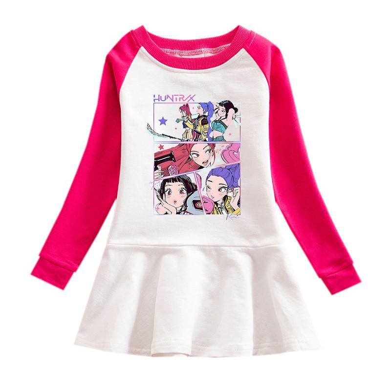Girls Anime Kpop Rumi Zoey Mira Hunters Print Pleat Mesh Dress