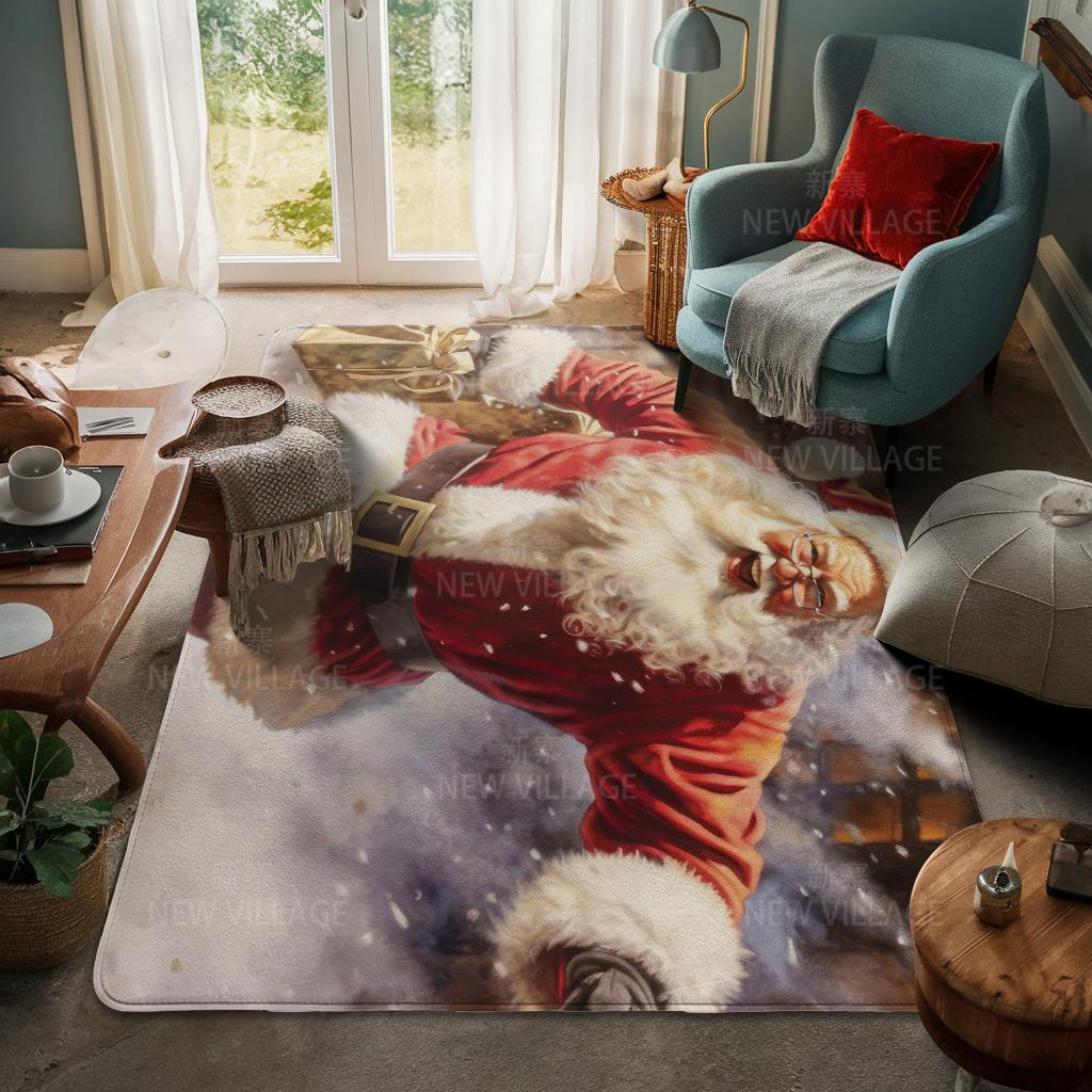 House Entrance Carpet Home Door Mat Living Room Bath Foot Bathroom Non-slip Water Absorption Rugs Bath Merry Christmas Winter