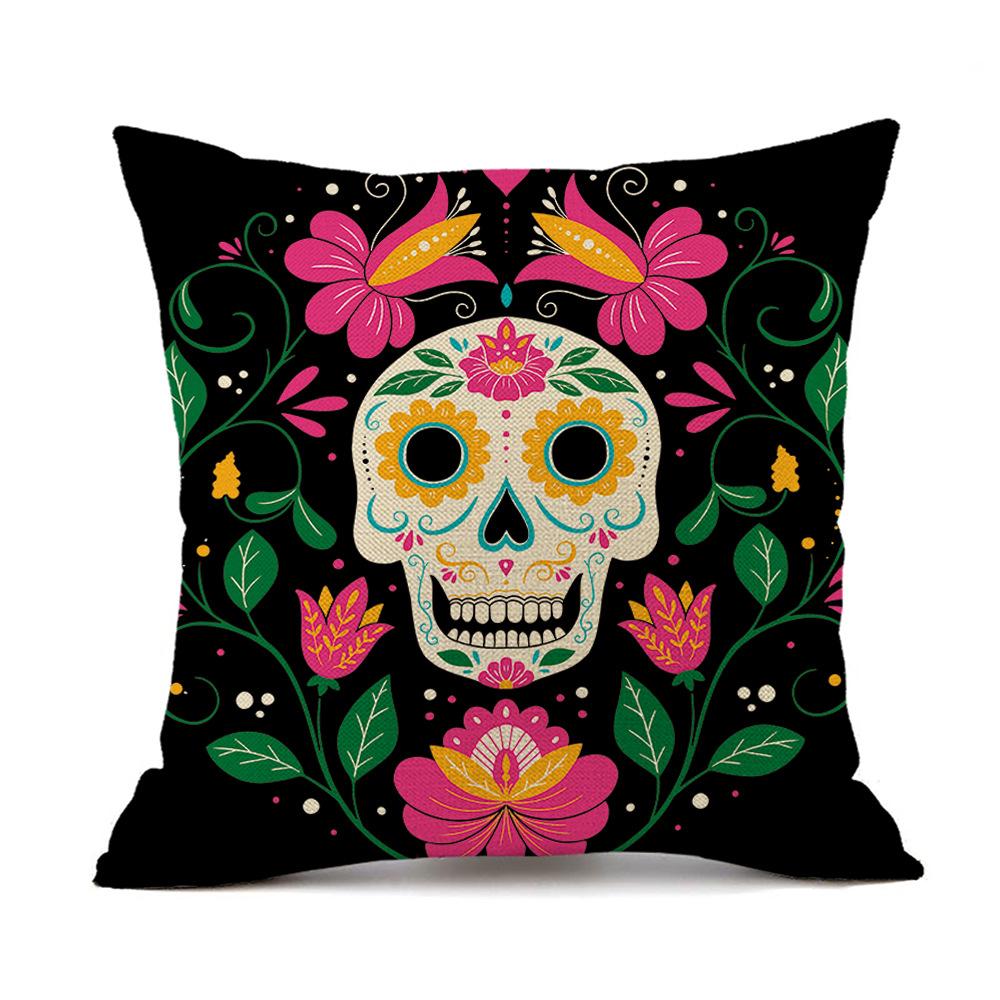 2023 New Halloween Throw Pillow Cover with Terror Theme Party Decoration Print Skull Head Throw Pillow Cover