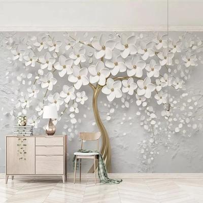 Wandbilder Tapete 3d Stereo Weiße Blumen Wandbild Wohnzimmer Tv Sofa Schlafzimmer Hintergrund Wandpapier
