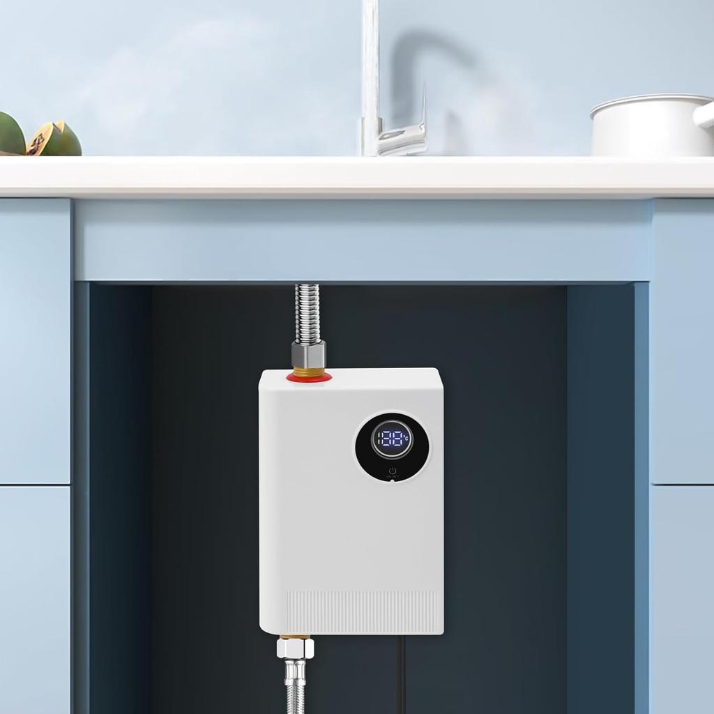 Electric Water Heater, 3000W 110V Tankless Water Heater with LED Display and Memory Function, On Demand Hot Water Heater Small Water Heaters with