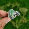 Natural Chrysoprase Gemstone Promise Flower Ring Size 7 925 Silver For Women