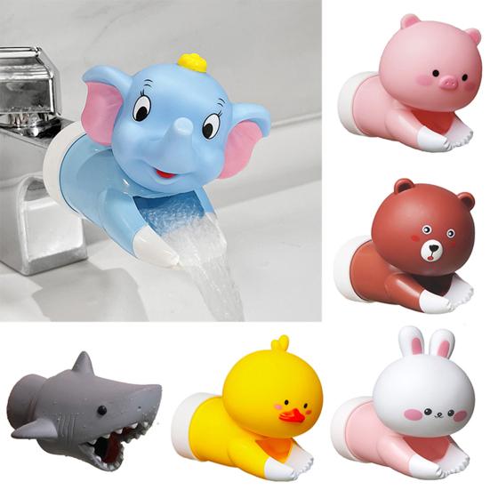 Kids Faucet Extender Cartoon Duck Shark Elephant Shape Splash-proof Faucet Extender