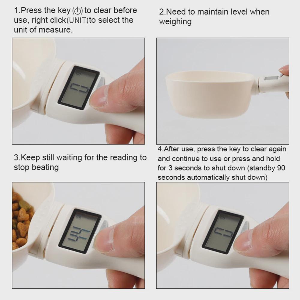 Pet Food Measuring Scale Scoop Electronic Dog Cat Food Measuring Cup Digital Spoon Scale Kitchen Food Scale with LED Display