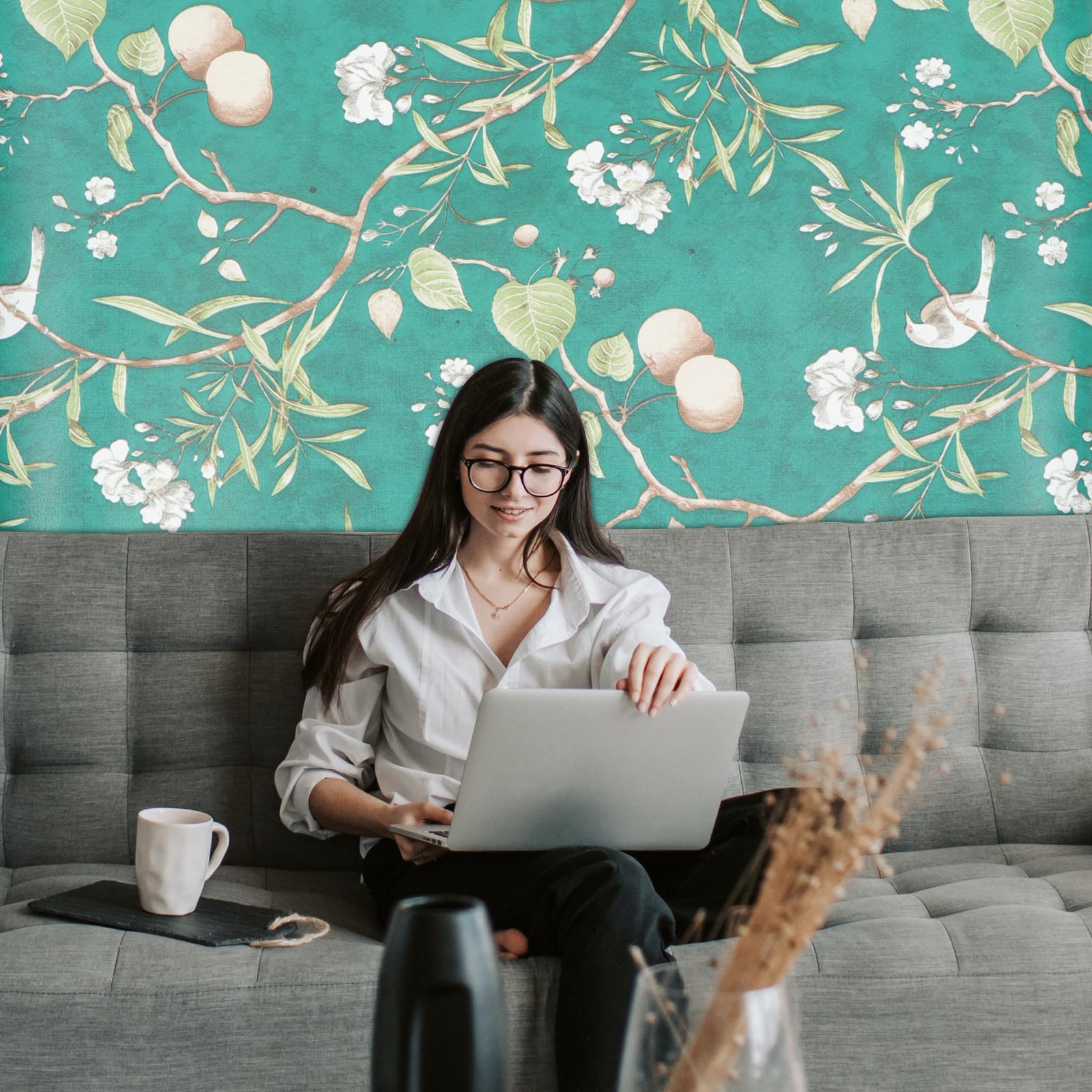 

Self Adhesive Wallpaper Vintage Floral Retro Green Bedroom Decor Waterproof Sticker Kids Room Easy Peel Stick Smooth other