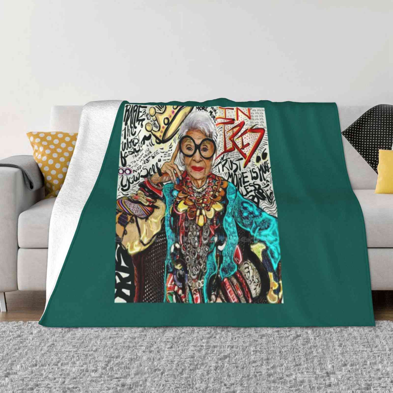 Iris Apfel For Home Sofa Bed Camping Car Plane Travel Portable Blanket Iris Apfel Fashion Icon Feminist Designer Glasses 30x40in