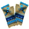Stylish Half Finger Gloves for Women Knitted Winter Wrist Warmers with Floral Embroidery X3UC