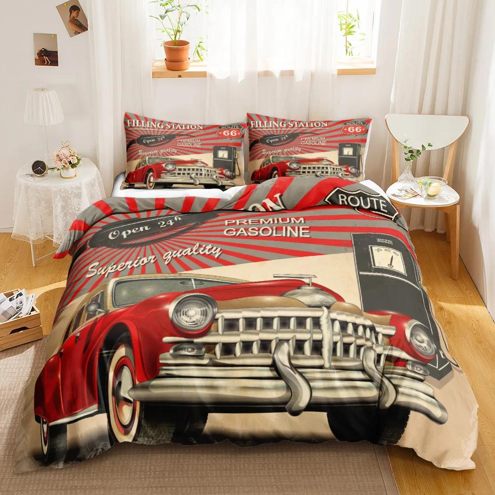 Truck Duvet Cover Set Blue Equipment Trucks Duvet Cover Full Boys Gifts Bedding Set Polyester Comforter Cover Kids Cartoon Car