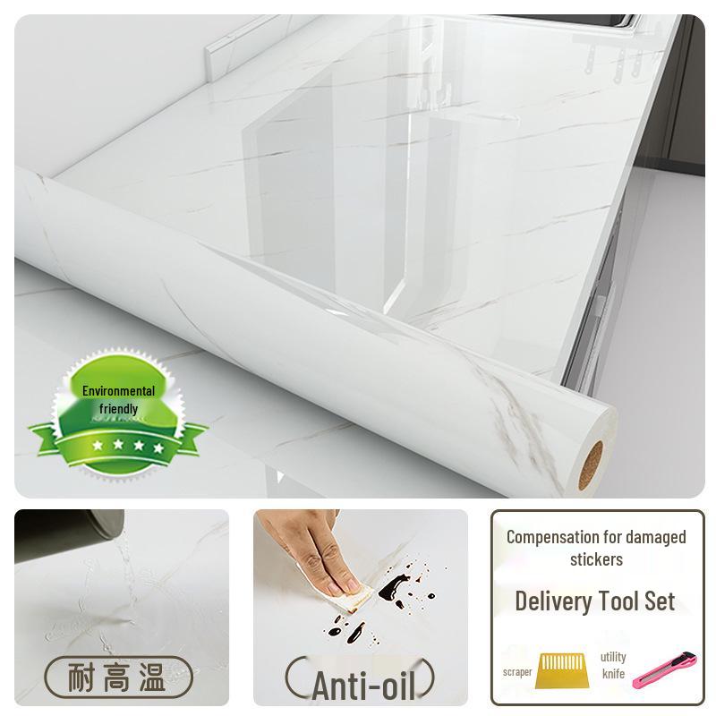 Film Autoadeziv pentru Blat de Bucătărie din Marmură Rezistent la Ulei, cu Spate din Folie de Aluminiu și Rezistență la Temperaturi Înalte