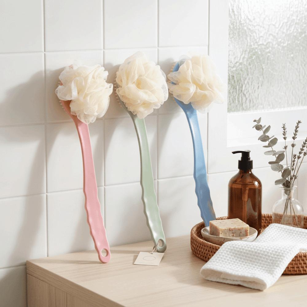 Take Bath Long Handle Bath Brush Soft Bristles Double Sided Bath Ball Back Massage