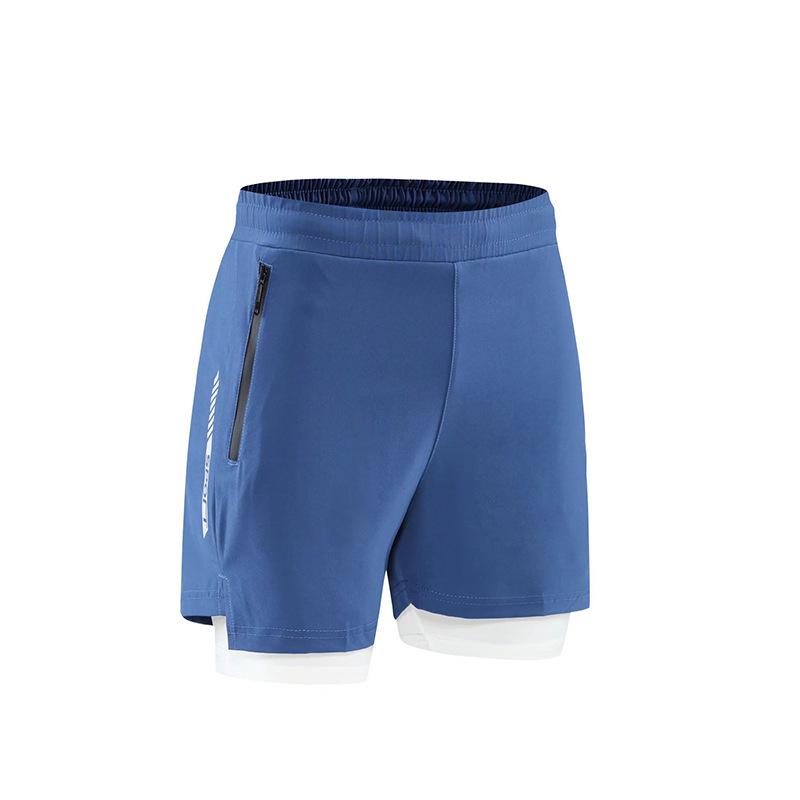 Men's Quick-Drying Double Layer Running Shorts - Anti-Exposure, Four-Point, Fake Two-Piece Design