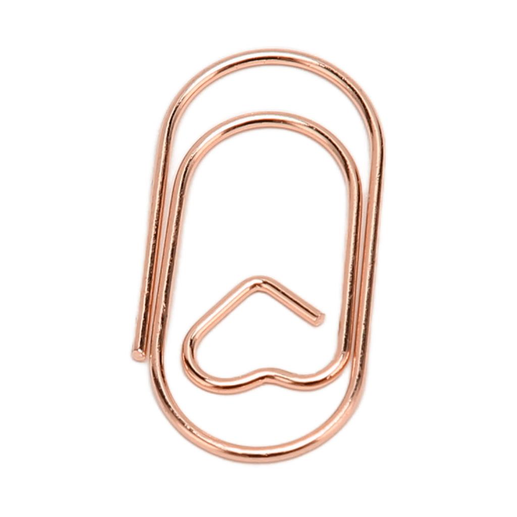 100pcs Paper Clips Portable Hrt Shape Rustproof Electroplated Metal Paperclips Supplies