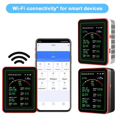 WiFi 15 In 1 Air Quality Detector TFT Display Indoor Air Quality Monitor APP Control Portable AQI PM0.3 PM1.0 PM2.5 PM10 Tester