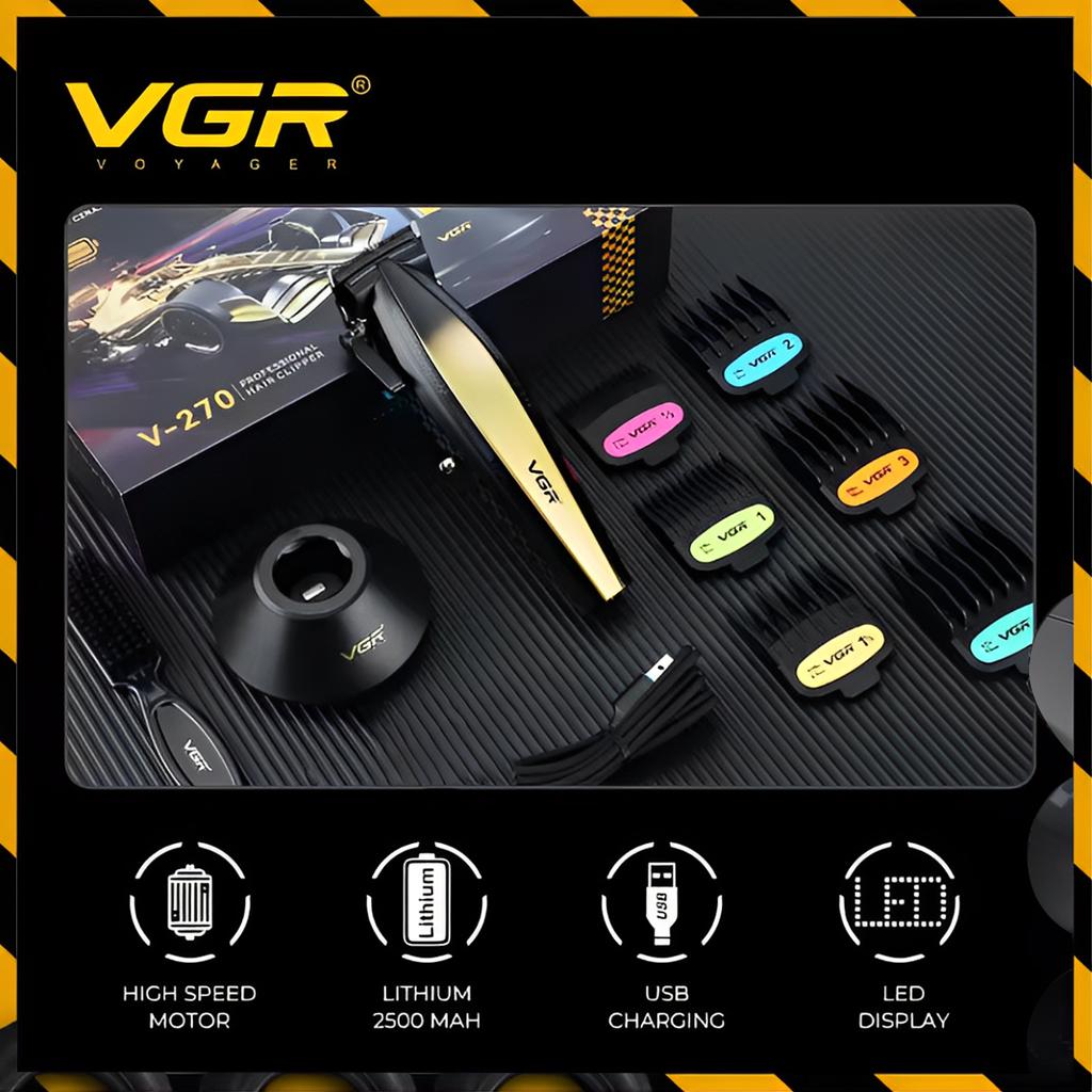 VGR V-270 Professionelle Elektrische Schiebeschere Metall Mecha Wind Körper Männer mit Basis Haarschneider LED Digitalanzeige Öl Kopf Haarschneidegerät für Zuhause