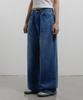 CHICKS Fade Wash Loose Wide Fit Denim Pants Blue