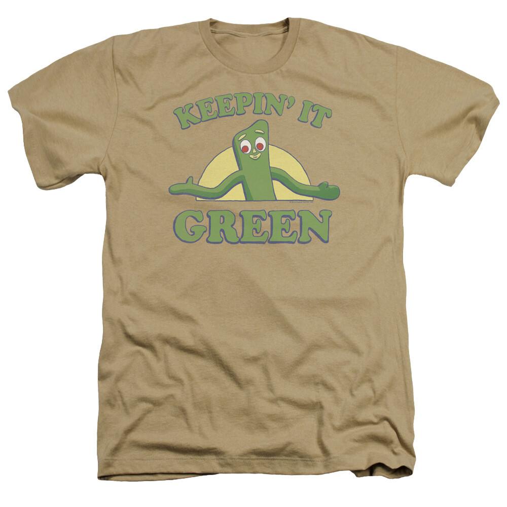 Gumby Keepin It Green Logo T Shirt Mens Licensed Classic TV Show Sand XXXXL