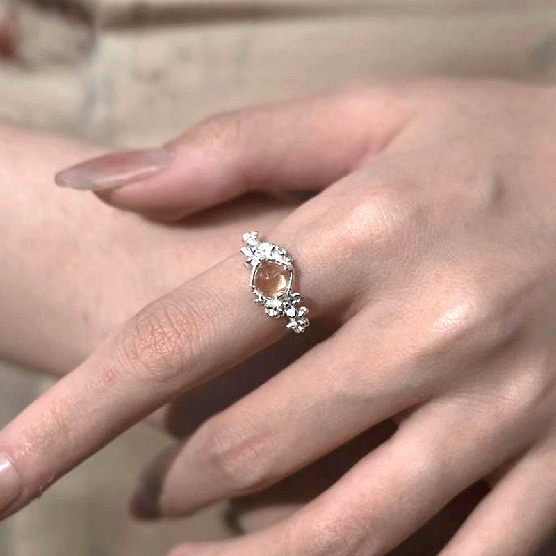 Designer fashion design citrine flower rings for women light luxury High Quality silver  ring party wedding fine
