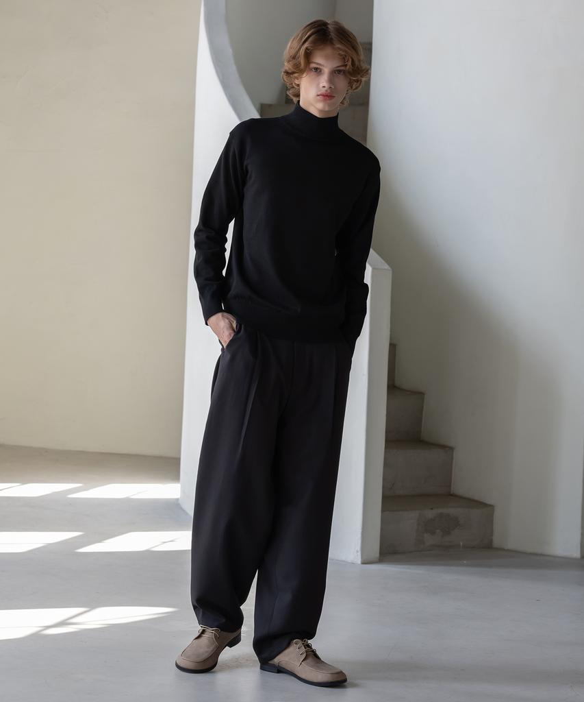 Dekkoloso Mode Herashi Half-Neck Knit [Black]