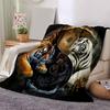 1pc Orange and White Tigers in Balance Blanket Soft Throw for Room Decor, Perfect Gift, Living Room .K068