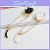 Cute Creative Cartoon Brooches For Men And Women Adorable White Cat And Black Cat Alloy Pins