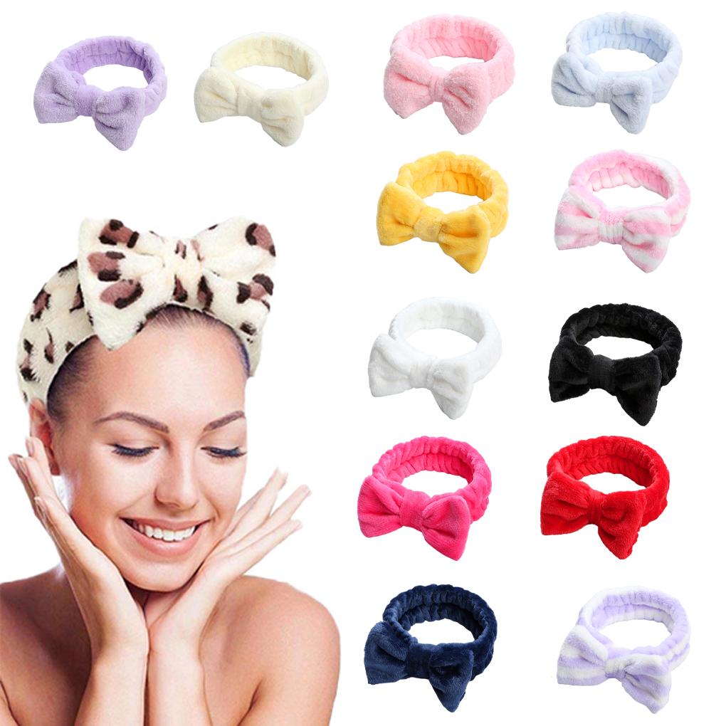 Coral Velvet Head Band Cute Decorative Portable Bowknot Face Washing Women Headband Headwear Ornament Birthday Gift