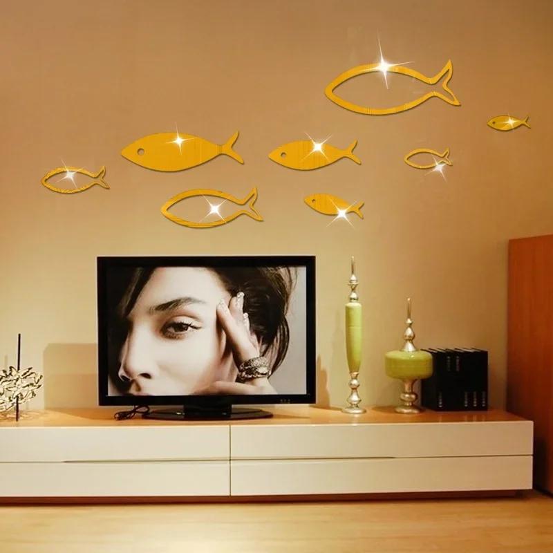 

Главная Мода Украшения 3D Акриловые Зеркальные Наклейки На Стены Подводный Мир Маленькие Рыбки Зеркальные Наклейки На Стены Спальня Декор Аксессуар золотой