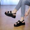 Fashion CRLAYDK Women's Rome Sandals Platform Ladies Adjustable Buckle Strap Shoes Open Toe Walking Casual Beach Leather Slippers