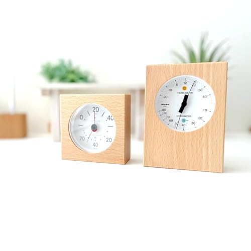 KATOMOKU Temperature and Humidity Meter, Natural Wood (km-101NA)
