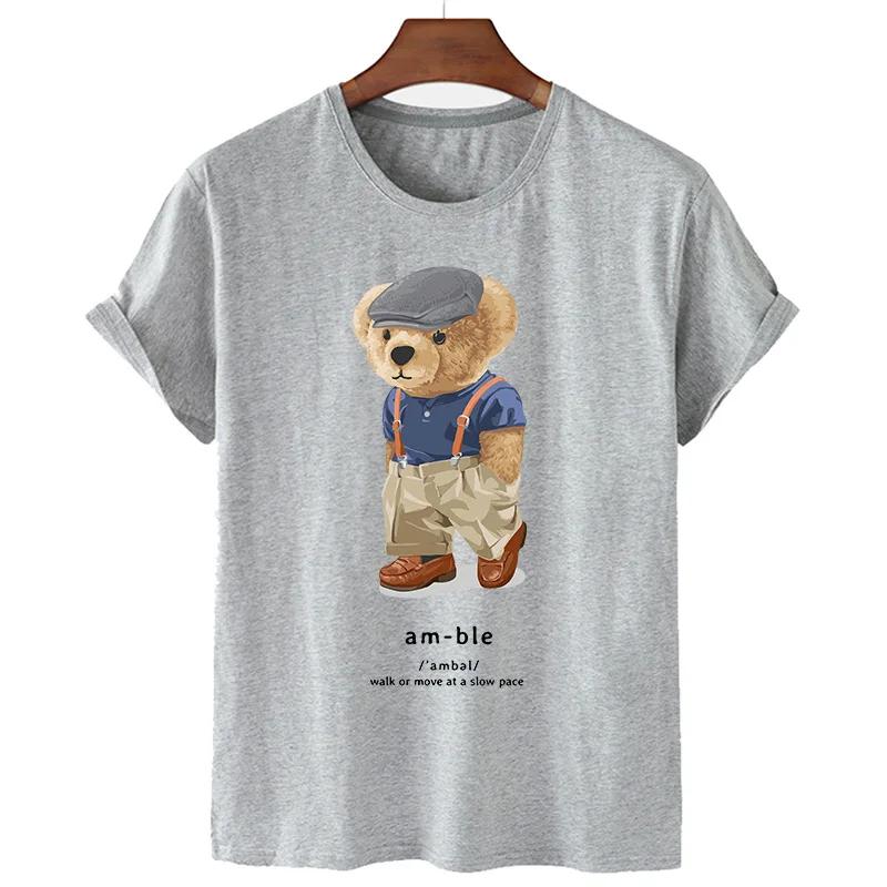 Funny Bear Print Tshirt Women Fashion Cartoon Harajuku Casual Tshirt FeUnisex Summer Short Sleeved Top Tees Unisex T Shirt