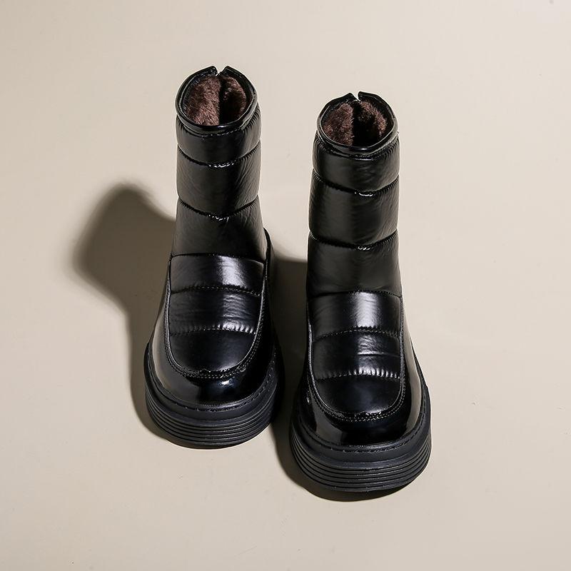 Modne Wodoodporne Damskie Buty z Okrągłym Noskiem Zimowe Grube Damskie Buty Śnieżne Szykowny i Elegancki Modny 2025 Pluszowe Ciepłe Botki w Promocji