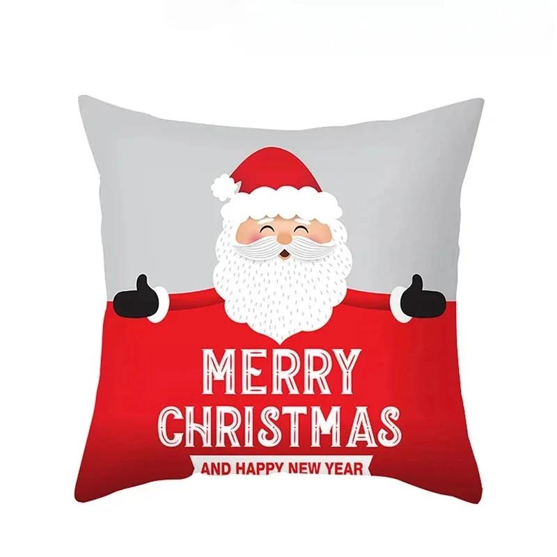 1 Piece Of Christmas Decoration Pillowcase Cartoon Santa Claus Snowman Pattern Sofa Cushion Suite Room Home Decoration Gift