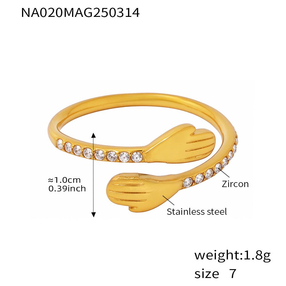Qiong Yao Rhinestone Love Hug Adjustable Open Ring - Creative Fashion Design