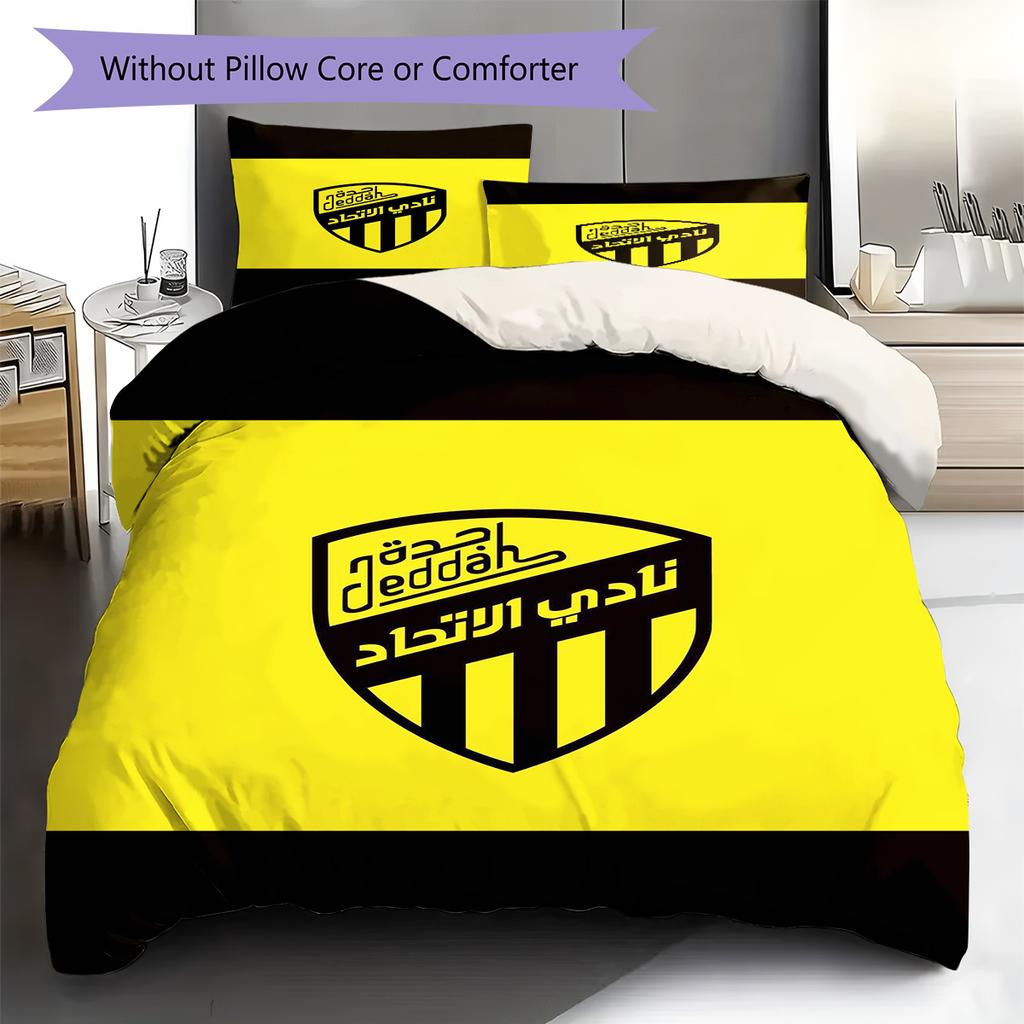 Al-Ittihad Club Logo Pattern Bedding Set Quilt Cover Pillowcase Home Decor Gift (1 * duvet cover + 2 * pillowcase, without core)