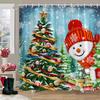 Merry Christmas Bathroom Curtains Snowman Christmas Tree Gift Red Truck Polyester Fabric Washable Shower Curtain Bathroom Decor