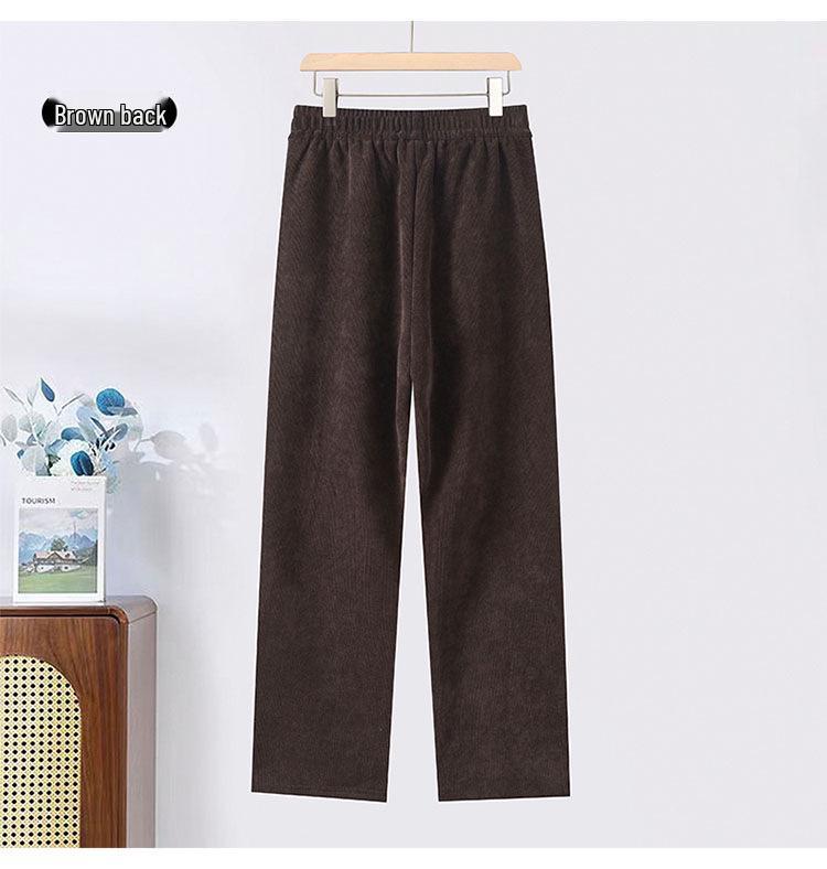 Warm Cotton Straight-Leg Trousers for Middle-Aged & Elderly Women: New Grandma Style, Ideal for Autumn & Winter