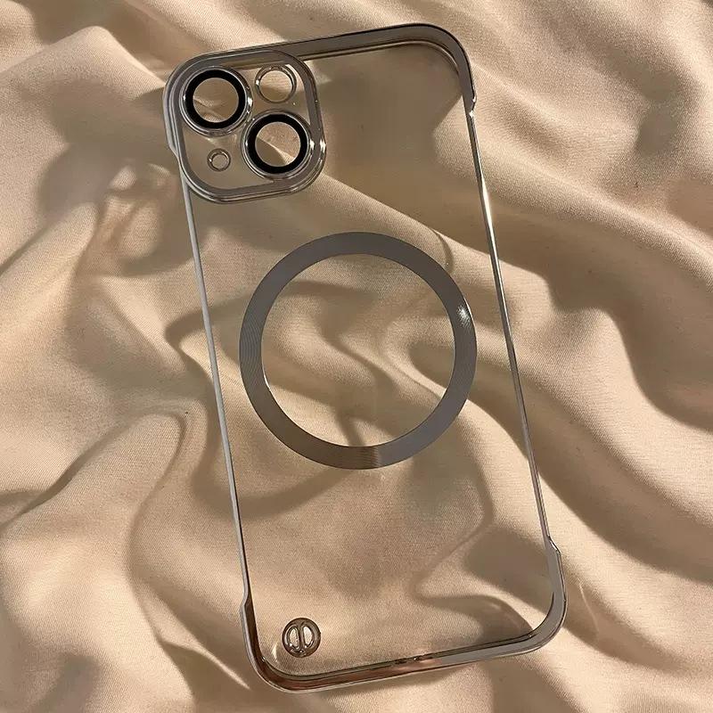 Applicable To IPhone 16 Frameless Phone Case Magnetic Suction Apple 15 ProMax Half Pack Ultra Thin 14 Drop Protection Case