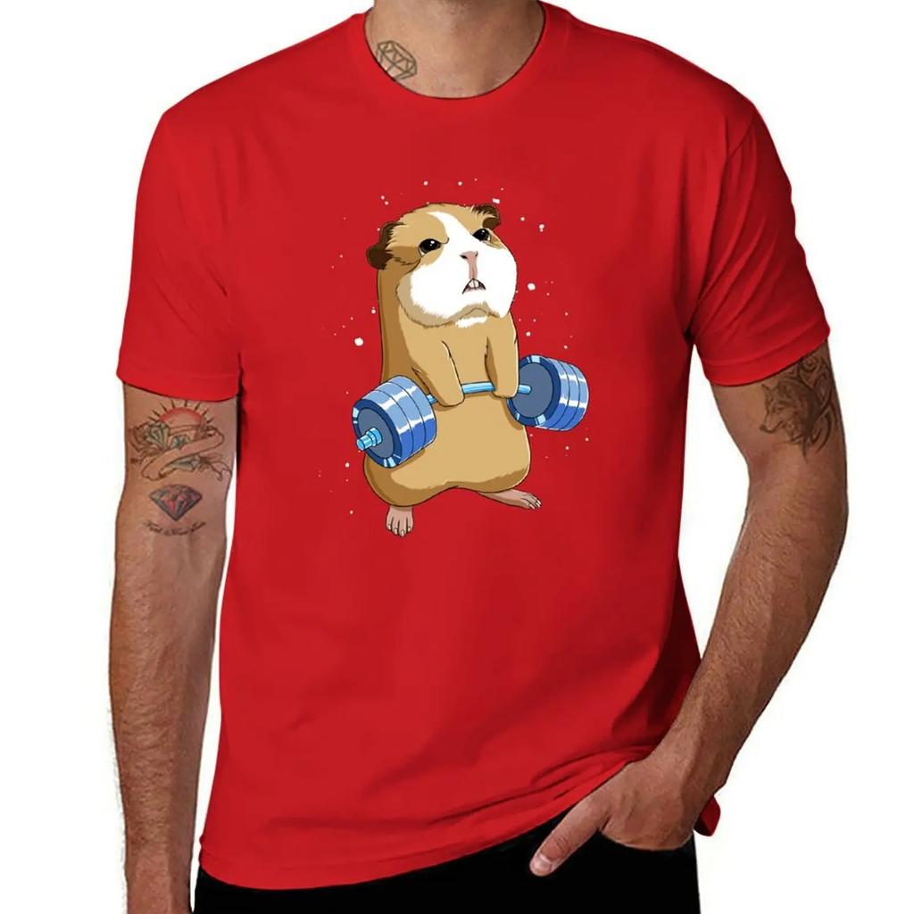 Lustiges Gewichtheben Fitnessstudio Meerschweinchen T-Shirt Vintage T-Shirts Anime Kleidung schlichte Herrenkleidung T-Shirt Herren