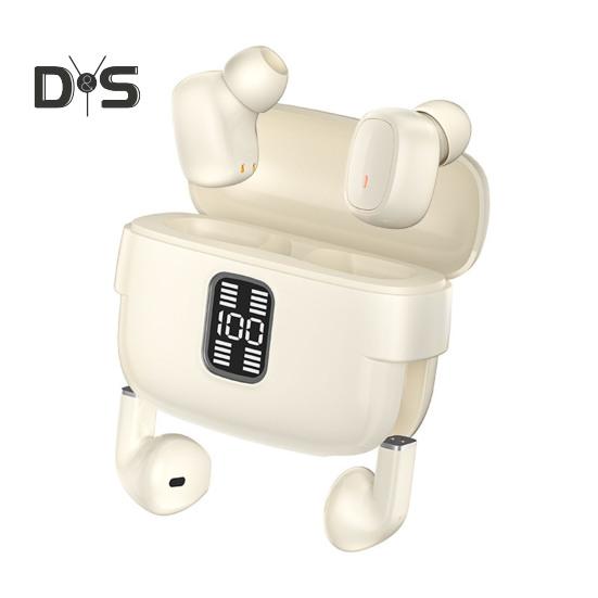 

Бездротові навушники, сумісні з Bluetooth, сенсорне керування, цифровий дисплей, IPX5, водонепроникні універсальні спортивні навушники, міні-гарнітура бежевий