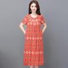 2023 Summer Floral Cotton & Rayon Dress - Stylish, Loose-Fitting, Short Sleeve for Middle-Aged & Elderly Women