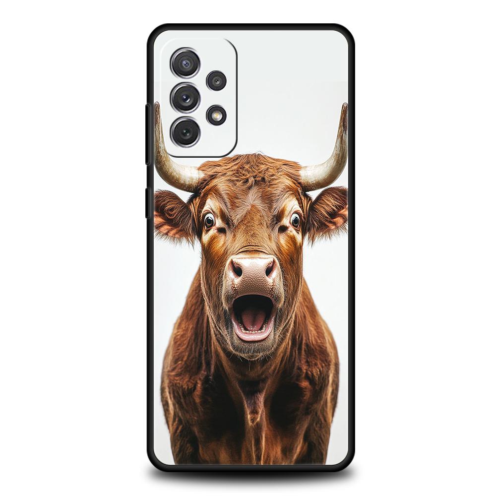 Phone Case For Samsung Galaxy A15 A13 A35 A55 A51 A71 A41 A31 A21S A03S A05 A17 A23 A25 A33 A53 A73 5G A07 4G Cover Bull Animal