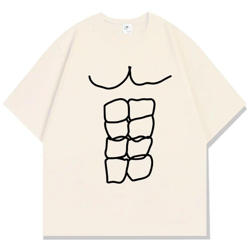 Funny Meme Tshirt Sports Top Fun Fitness Abdominal Muscle Print Tshirt Summer Casual Loose Streetwear Graphic T Shirts Unisex