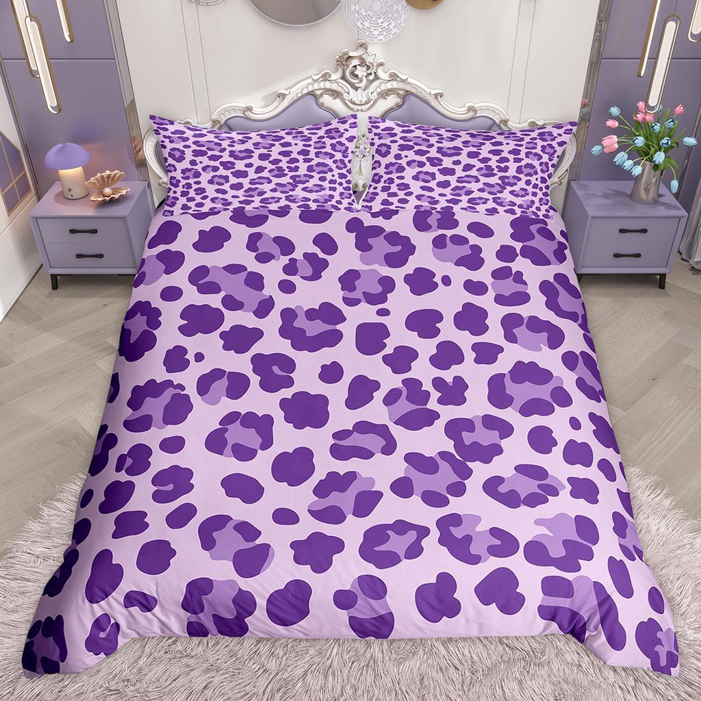 Homewish Chic Leopard Print Duvet Cover Set Animal Printed Comforter Cover Set Wildlife Cheetah Patchwork Bedding Set