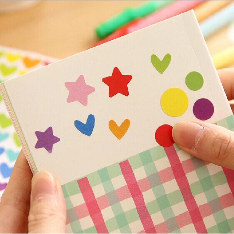 Colorful Cute Dot & Star Album Decoration Stickers - 6 Pieces