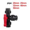 1Pc PVC PE Tube Tap Water Splitter 20/25/32/40/50mm Plastic Quick Valve Joint Agriculture Irrigation Water Pipe Fittings Black