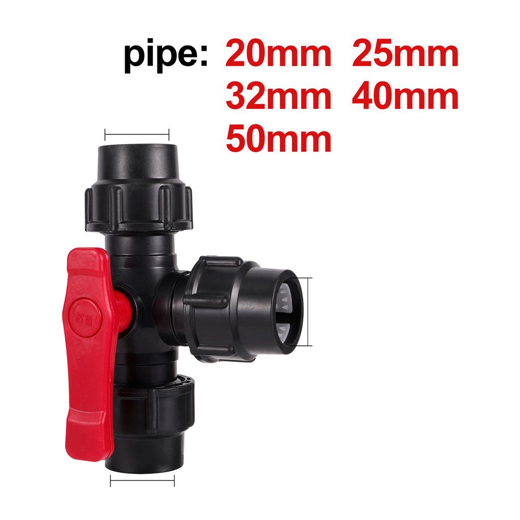 1Pc PVC PE Tube Tap Water Splitter 20/25/32/40/50mm Plastic Quick Valve Joint Agriculture Irrigation Water Pipe Fittings Black
